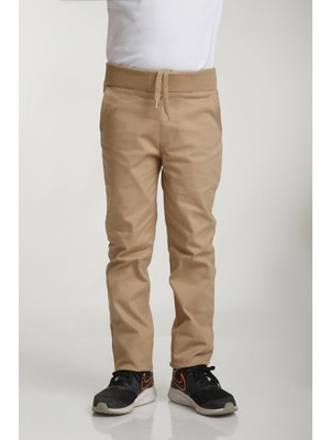 Çocuk Rıbana Bel Camel Canvas Okul Pantolonu
