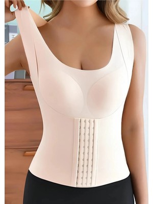 Sweet Sauna Dikişsiz Şekillendirici Bralet Atlet Korse Yuvarlak Yaka Çıkarılabilir Pedli Balenli Dik Duruş Korsesi