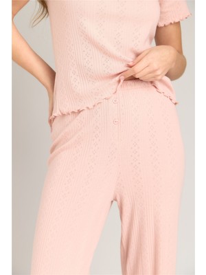 Lovely Things Kımberly Pointelle Pantolon Pijama Altı - Açık Pembe