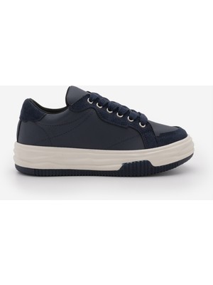 Marjin Kadın Sneaker Kalın Taban Bağcıklı Spor Ayakkabı Sifaz Lacivert
