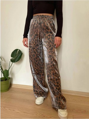 Zf Butik Leopar Parlak Pantolon