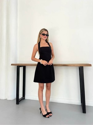 Zf Butik Halter Yaka Sırt Dekolteli Mini Elbisej