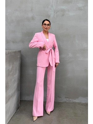 Zf Butik Kadın Kuşaklı Blazer Ceket Pantolon Takım Elbise