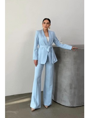 Zf Butik Kadın Kuşaklı Blazer Ceket Pantolon Takım Elbise