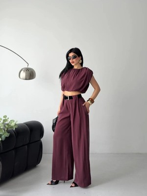Zf Butik Kadın Premium Kemerli Salaş Takım