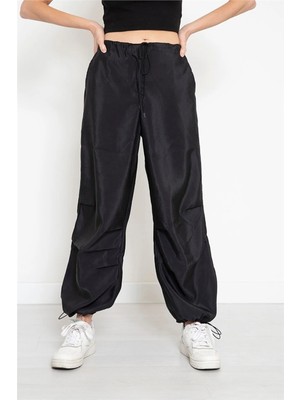 Zf Butik Kadın Paraşüt Pantolon Siyah