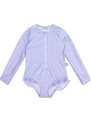 Swim Essentials Leopard Lila Uv Korumalı Uzun Kollu Mayo