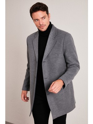 Buratti Slim Fit Pamuklu Düğmeli Kaşe Kaban Erkek Kaban 5840098