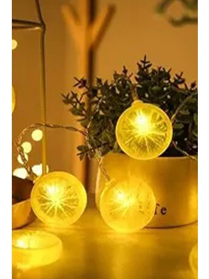 Ciyu Ticaret 2 Metre 10 Led'li Pilli 2 Kademeli Limon Şeklinde LED Işık Dekoratif Balkon Bahçe Aydınlatma