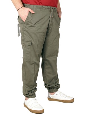 ModeXL Büyük Beden Erkek Keten Kargo Jogger Valencia 21911 Haki