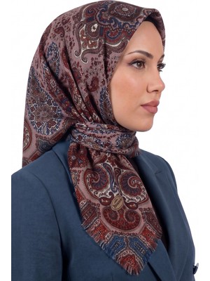 Hadiora Kadın Vizon Kiremit Paisley Desenli Flamlı Dimi Eşarp
