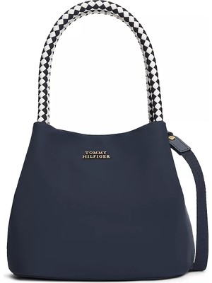 Tommy Hilfiger Kadın Manyetik Kapamalı Çıkarılabilir Çapraz Askılı Pürüzsüz Yüzeyli Lacivert Omuz Çantası AW0AW18831-DW6