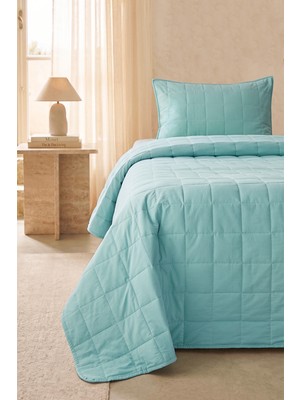 Ocean Home Textile %100 Pamuk Kumaş Kapitoneli Mint Çok Amaçlı Tek Kişilik Yatak Örtüsü Seti 1 Adet 180 x 230 / 1 Adet 50 x 70 cm