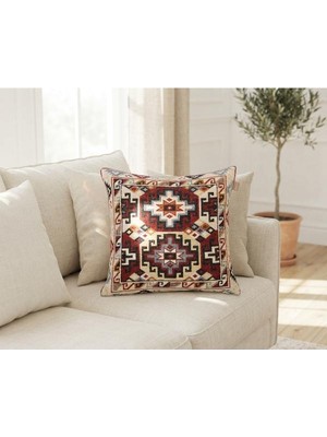 Believe Antik Kilim Jakarlı Dokuma Goblen Dekoratif Etnik Şönilli Kırlent 45*45