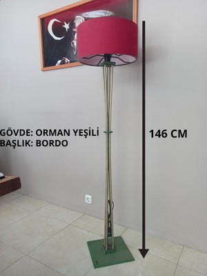 Balsa Dekor Ahşap Lambader-Orman Yeşili-Köşe Aydınlatma- Bordo