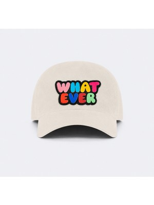 Jantifox Unisex, 100% Koton, Tasarlanabilir ve Ayarlanabilir Bej Şapka :whatever Patchli