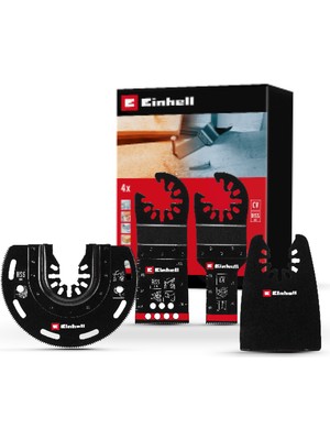 Einhell 4 Parça Multitool Aksesuar Set 49708104 | BiM/CV daldırma testere bıçağı | BiM yarım daire testere bıçağı | esnek kazıyıcı | hızlı değiştirme fonksiyonu