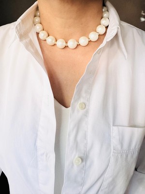 Devi Fashion Choker Büyük Inci (16 Mm) Tasma Kolye  41 cm