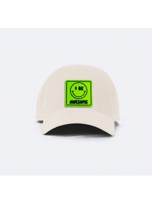 Jantifox Unisex, 100% Koton, Tasarlanabilir ve Ayarlanabilir Bej Şapka : Be Awesome Patchli