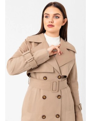 Pastelastore Pamuk Gabardin Uzun Kadın Trençkot 1111