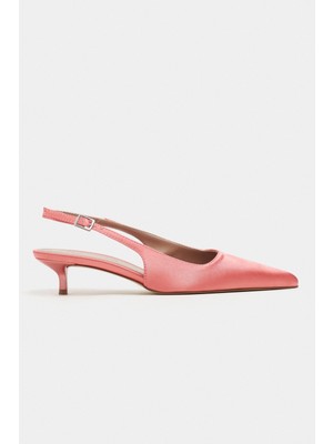 Nişantaşı Shoes Rovia Somon Saten Sivri Burun Ince Topuklu Kadın Ayakkabı