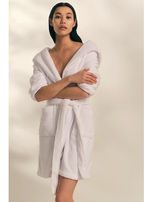 The White Company Snuggle Kapüşonlu Kadın Peluş Bornoz