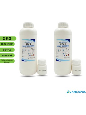 Ancapol 10 Shore Beyaz RTV-2 Kalıp Silikonu - Esnek ve Dayanıklı Mum, Kokulu Taş ve Epoksi Silikonu 2 KG