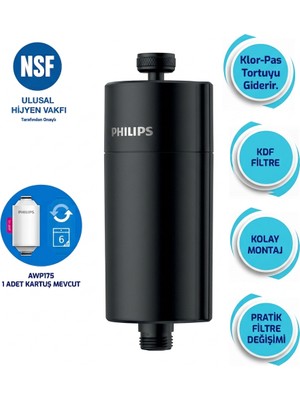 Philips Duş Filtresi Cilt ve Saç Dostu Awp1775bk Siyah