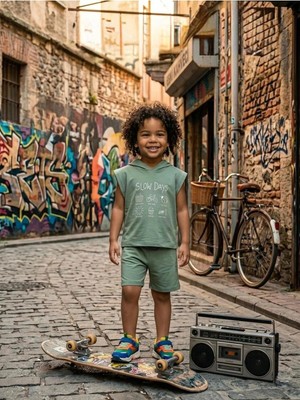 Baby Kuğu Unisex Bebek Çocuk Oversize Şortlu Takım