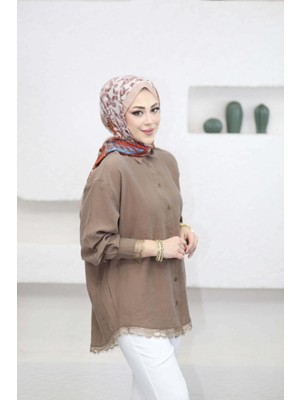 Suede Style 6394 - Şık, Rahat Viva Dantel Detaylı Kadın Gömlek