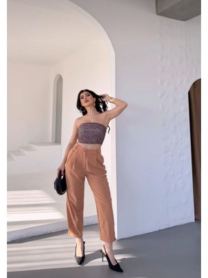 Nutika Düğme Detaylı Scuba Kumaş Harem Pantolon