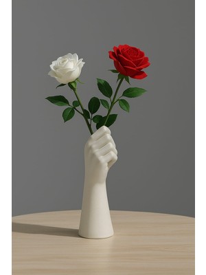 Karra Art Dekoratif El Şeklinde Beton Vazo – 14 cm Yükseklik, 6 cm Derinlik