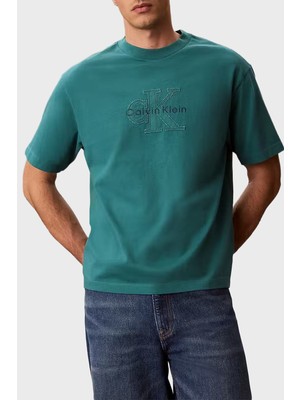 Calvin Klein % 100 Pamuk Relaxed Fit Logolu T Shirt LV04RG814G8ZU Erkek T Shirt LV04RG814G 8zu
