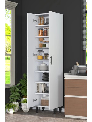GUBIMO58 - Çok Amaçlı Kiler Dolabı Beyaz – 8 Raflı Erzak Depolama Dolabı