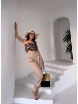 Nutika Yandan Fermuar Arka Lastik Detay Harem Pantolon