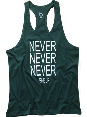 Bluu Fitness Gym Tank Top Yeşil Sporcu Atleti Yüksek Pamuklu Nefes Alabilir Kumaş