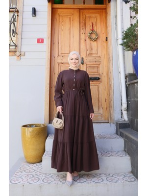Nisum Moda Hakim Yaka Katlı Modal Elbise