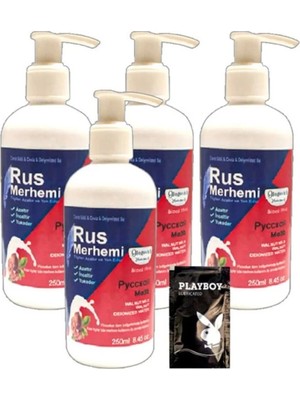 Süper Playboy 4'lüx 250 ml Tüy Dökücü Krem Ceviz Sütlü & Cevizli Rus Merhemi + Yanında Jel