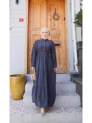 Nisum Moda Hakim Yaka Katlı Modal Elbise