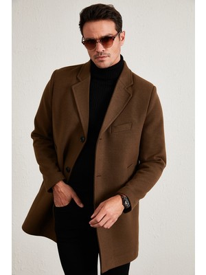 Buratti Slim Fit Pamuklu Düğmeli Kaşe Kaban Erkek Kaban 5840098
