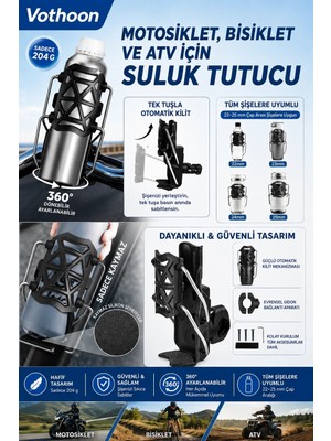 Epilons Bisiklet Motosiklet Atv ve Scooter Uyumlu Matara Suluk Tutucu Gidon Bağlantılı Esnek Gövdeli Şişe Aparatı