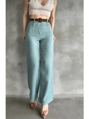 Nutika Beli Kemerli Keten Pantolon