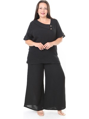 XL Modam Kadın Müslin Kumaş Pantolon Tunik Büyük Beden Takım