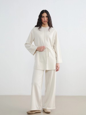 LC Waikiki Lcw Modest Bej Beli Lastikli Soft Touch Kadın Eşofman Altı