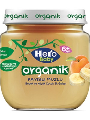 Montreal Hero Baby Organik Kayısı Muz Püreli  Kavanoz Mama 120 G ( 1 Adet )