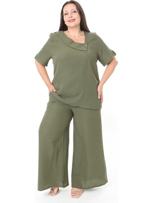 XL Modam Kadın Müslin Kumaş Pantolon Tunik Büyük Beden Takım