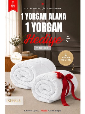 Isessia Riva Tek Kişilik Yorgan | 1 Yorgan + 1 Yorgan Hediyeli | Ultra Yumuşak 4 Mevsim Konforlu Uyku Seti