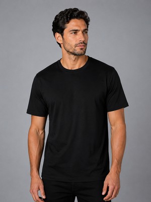 Bisse Siyah  Bi̇si̇klet Yaka Basi̇c T-Shirt TS26Y26105_D-90