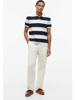 Tommy Hilfiger Varıed Roadmap Strıpe Reg Polo Erkek Mavi T-Shirt - MW0MW44325