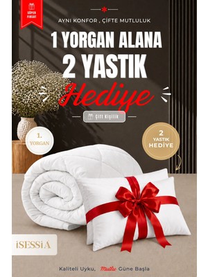 Isessia Riva Çift Kişilik Yorgan | 1 Yorgan + 2 Yastık Hediyeli | Ultra Yumuşak 4 Mevsim Konforlu Uyku Seti